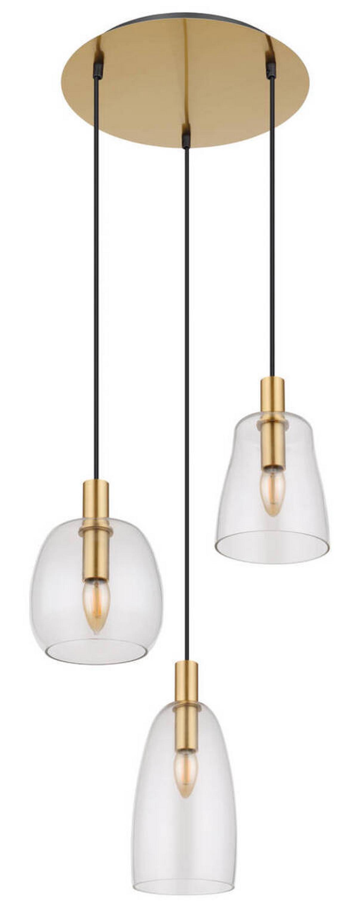 Hängeleuchte 15789-3hm - Messingfarben, KONVENTIONELL, Glas/Metall (43/150cm) - Globo