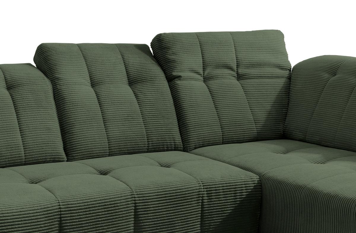 Ecksofa mit USB Anschluss Sano, Dunkelgrün,s: 261x200 cm - Dunkelgrün/Schwarz, MODERN, Textil (261/200cm) - Livetastic