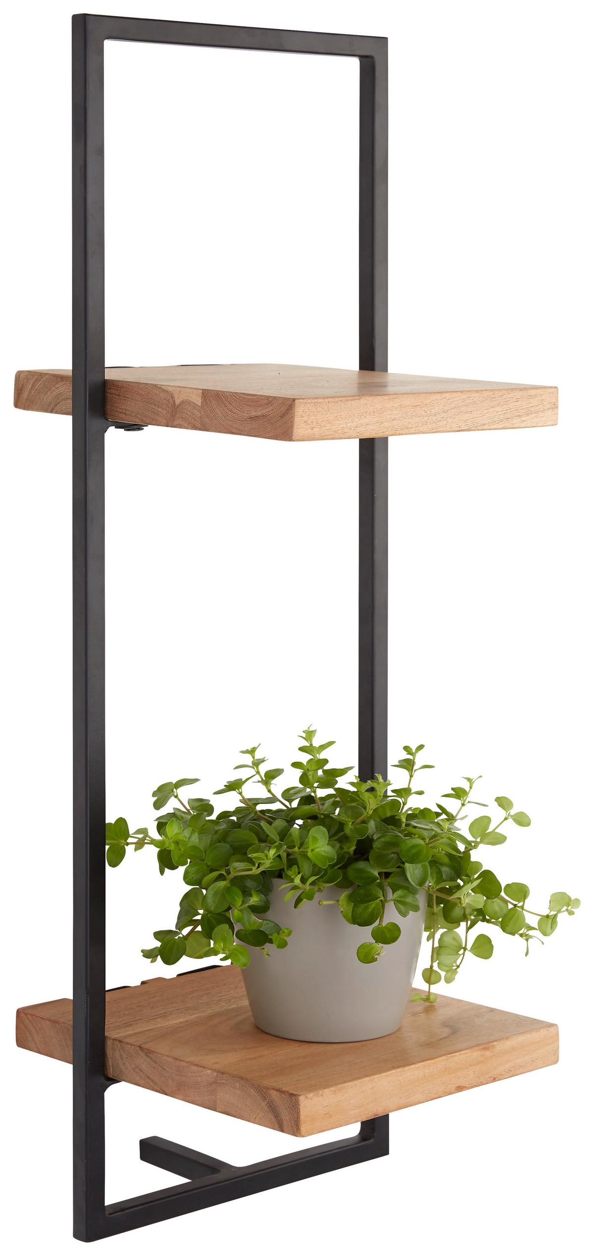 NÁSTĚNNÝ REGÁL ALIA -SB- - černá/barvy akácie, Moderní, kov/dřevo (25/75/25cm) - Mömax