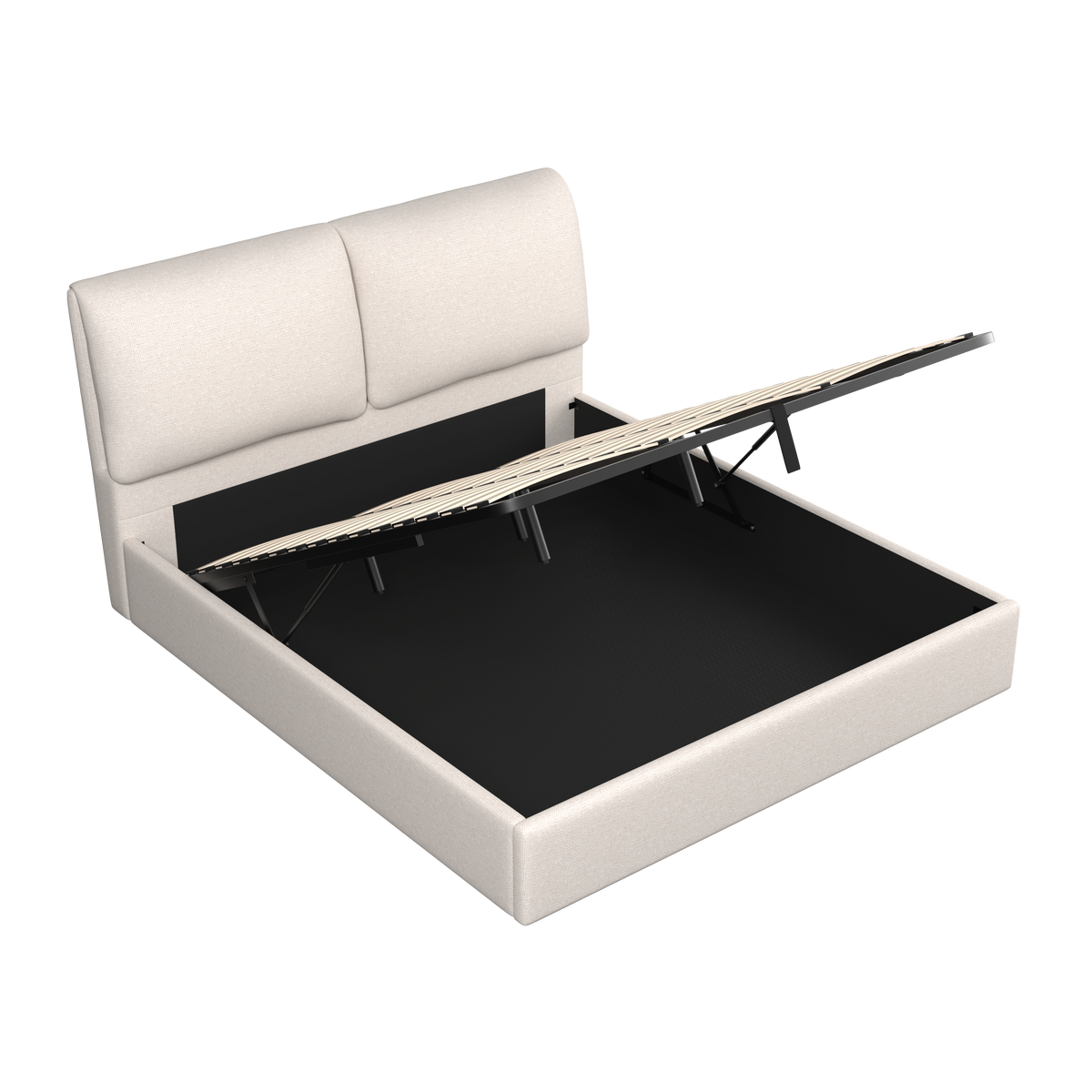 Čalúnená posteľ PERLA 180x200 cm, béžová - čierna/prírodná farba, Modern, drevo/textil (180/200cm) - Bessagi Home