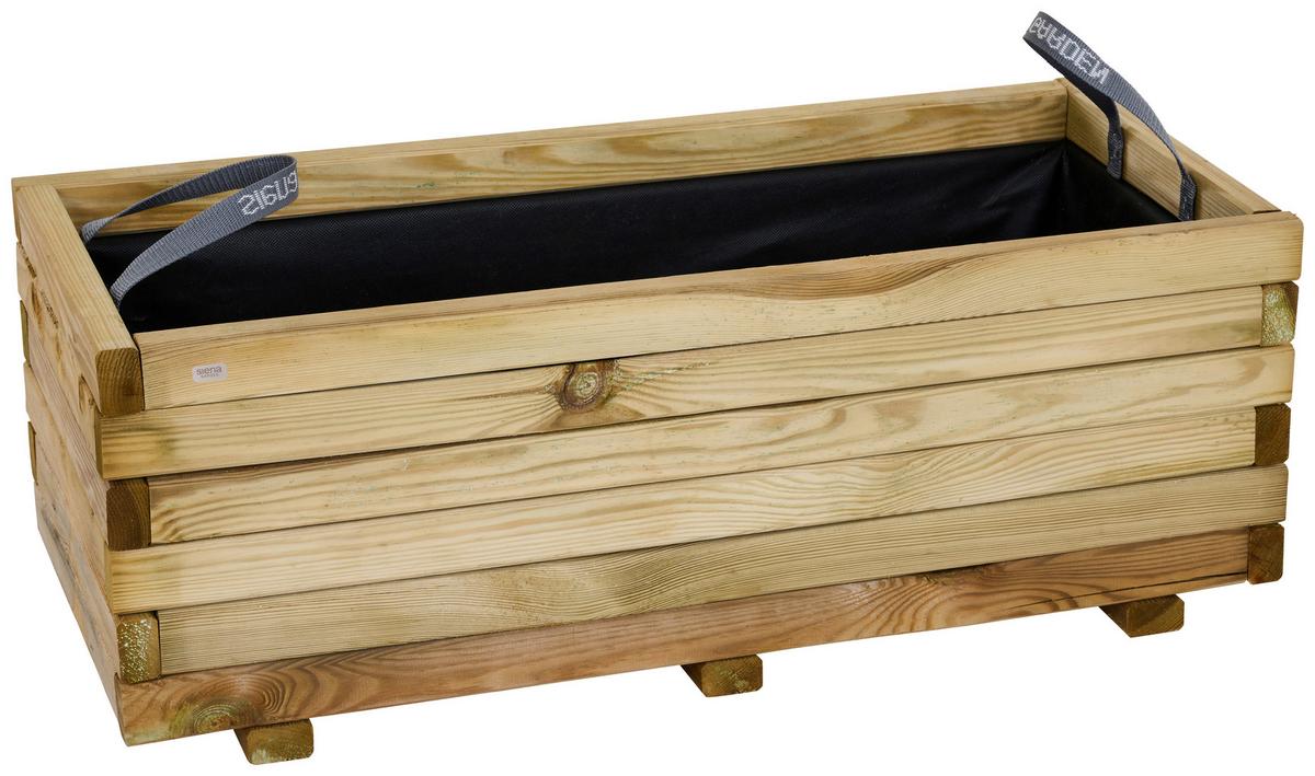 Blumenkasten Schwarz Kieferfarben B: 90 cm - Schwarz/Kieferfarben, Basics, Holz/Textil (90/40/33cm) - Siena Garden