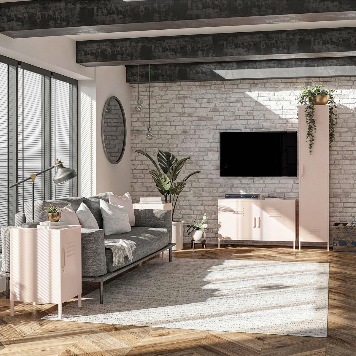 Garderobenschrank Mission District Rosa B: 38 cm - Rosa, Design, Metall (38/185/40cm) - MID.YOU