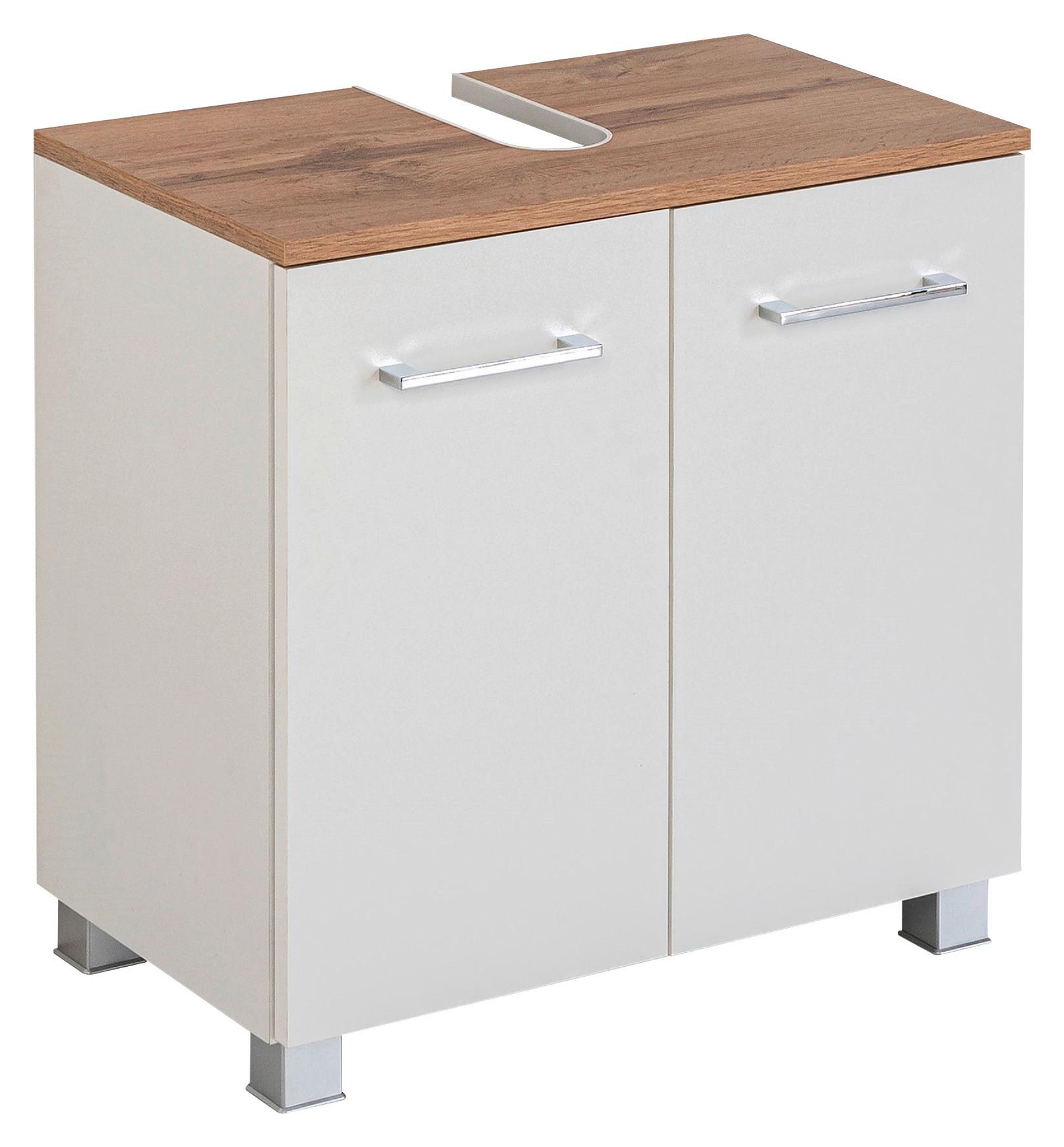 Waschbeckenunterschrank Paris Weiß B: 60 cm - Silberfarben/Weiß, MODERN, Holzwerkstoff (60/59/35cm) - Held