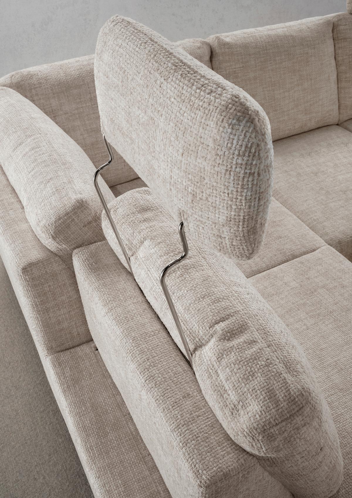 Eckschlafsofa Positano, Creme S: 206x265 Cm - Wildeiche/Creme, MODERN, Textil (206/265cm) - Livetastic