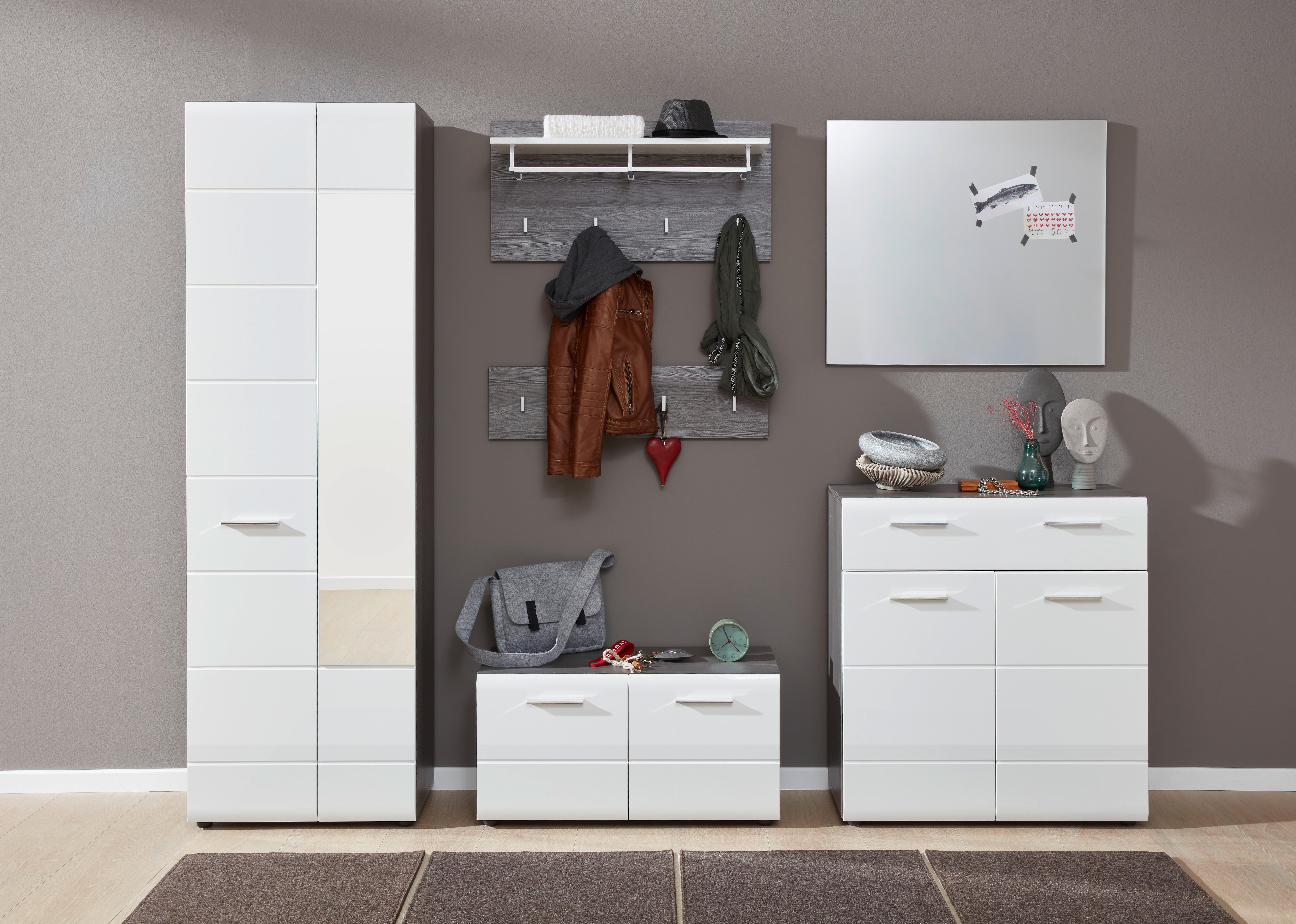 Garderobenschrank Line Weiß B: 60 Cm - Weiß/Silbereichenfarben, MODERN, Glas/Holzwerkstoff (60/191/35cm) - MID.YOU