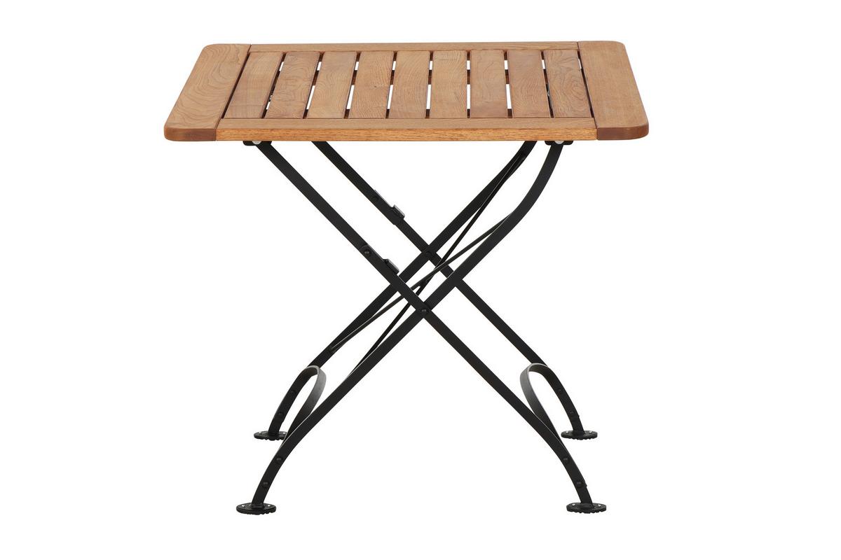 Gartentisch Klappbar Robinienholz/Metall L 80 cm - Robinienfarben/Schwarz, KONVENTIONELL, Holz/Metall (80/80/78cm) - Siena Garden