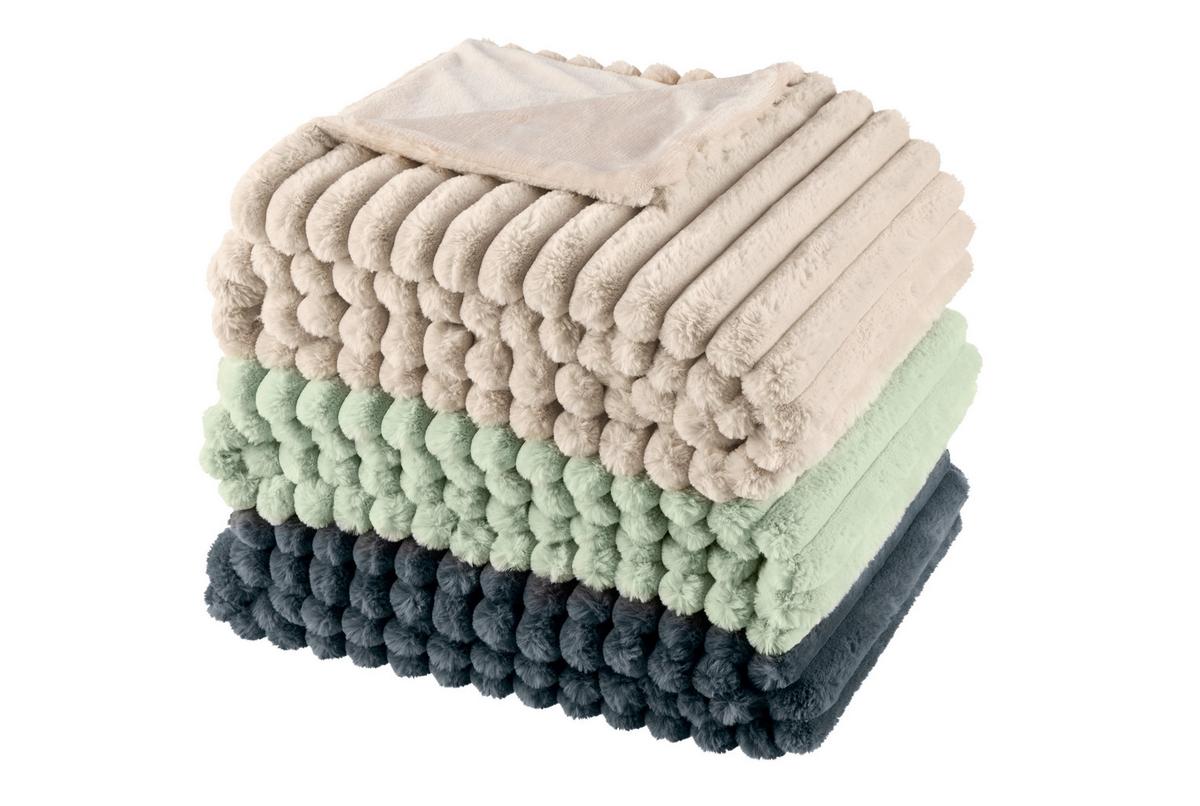 KUSCHELDECKE WHITE ROCK - Beige, MODERN, Textil (140/190cm) - Luca Bessoni