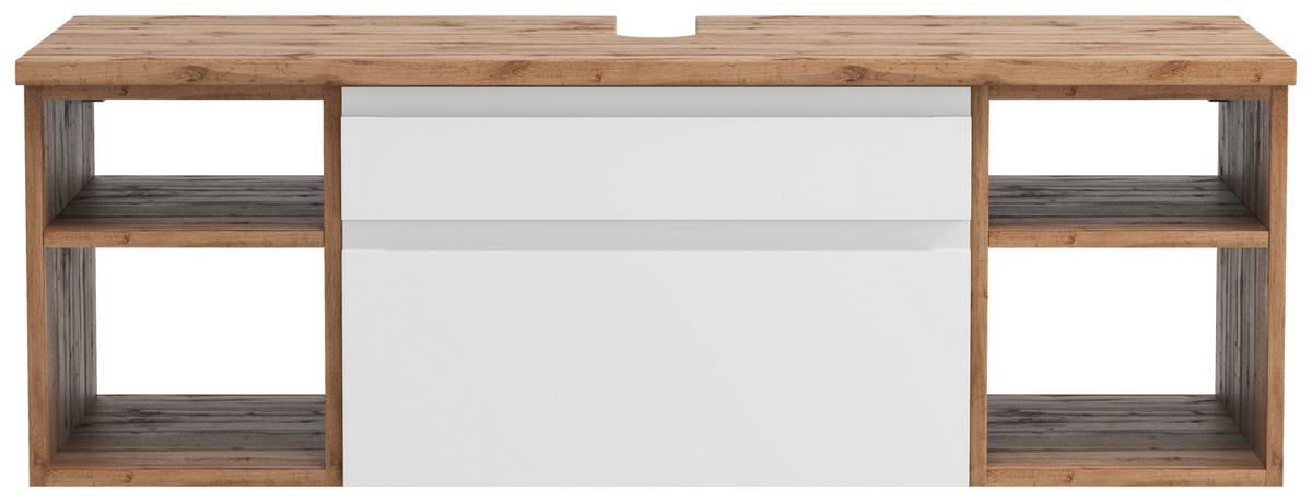 Hängender Waschbecken- Unterschrank Arosa B: 120 cm - Eiche Wotan/Weiß, MODERN, Holzwerkstoff (120/41/47cm) - Held