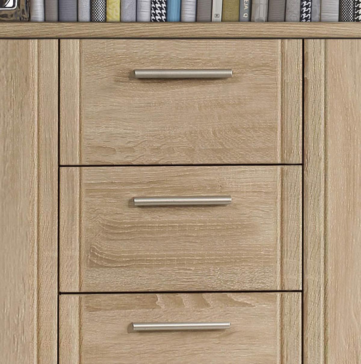 Sideboard 147 Cm Gloria, Sonoma Eiche Dekor - Schwarz/Sonoma Eiche, Basics, Holzwerkstoff/Kunststoff (147/84.3/41cm)