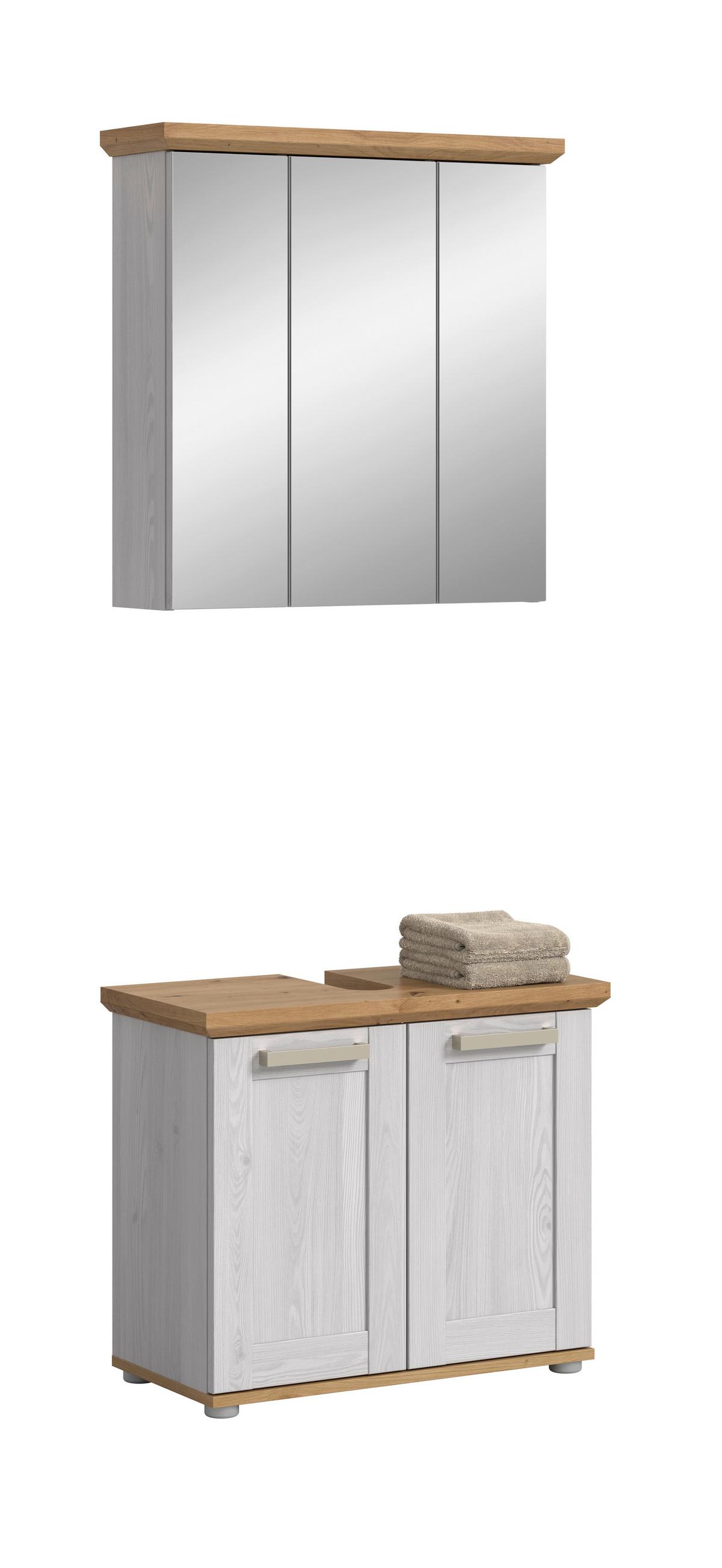 Badezimmer Verona Lärchefarben/Eiche D. B: 69cm - Silberfarben/Lärchefarben, Trend, Glas/Holzwerkstoff (69cm) - MID.YOU