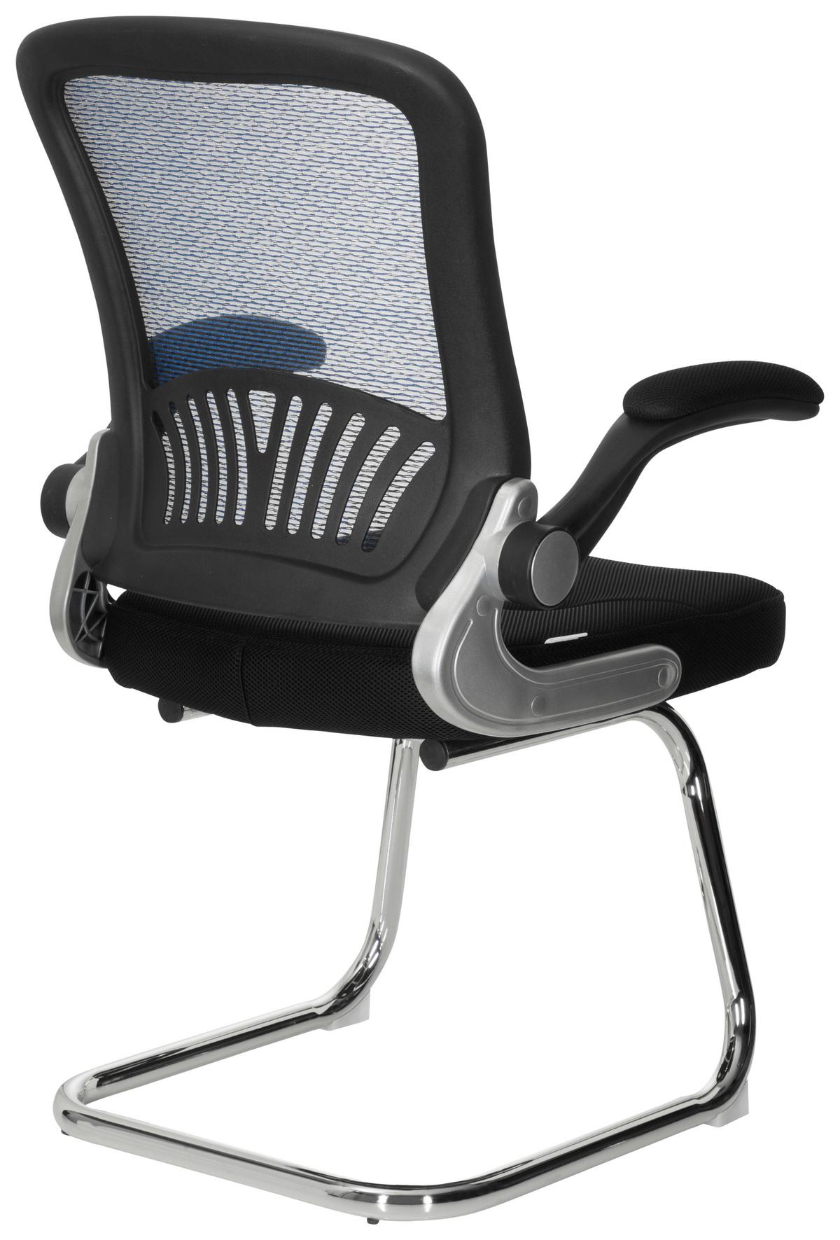 Besucherstuhl mit Armstützen Blau/Schwarz Bis 120 Kg - Chromfarben/Blau, MODERN, Textil/Metall (64/103/64cm) - MID.YOU