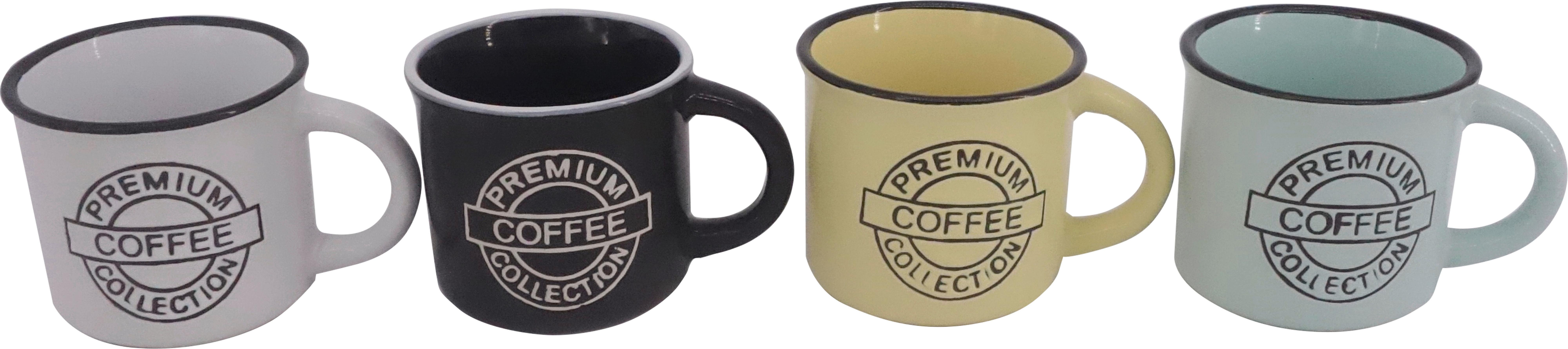 Espressotasse Steinzeug 100 ml Gelb/Schwarz/Weiß/Grün Rasmus