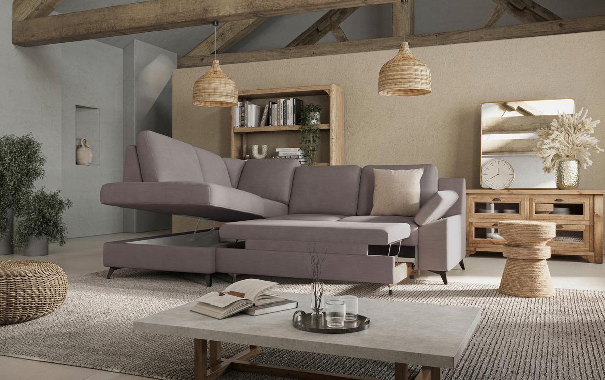 Ecksofa Boom, Taupe S: 170x242 cm - Taupe/Schwarz, KONVENTIONELL, Textil (170/242cm) - Cotta