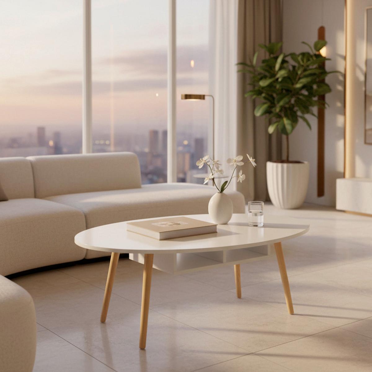 Konferenční stolek Silvio - bílá/barvy pinie, Moderní, dřevo/kompozitní dřevo (100/50/42,5cm) - Bessagi Home