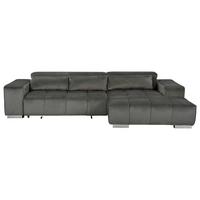 Ecksofa mit Relaxfunktion Orion Kopfstütze Klappbar Anthrazit - Anthrazit/Silberfarben, KONVENTIONELL, Textil (307/186cm) - Livetastic