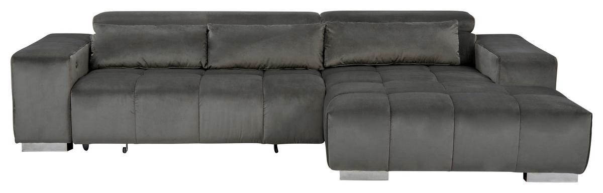 Ecksofa mit Relaxfunktion Orion Kopfstütze Klappbar Anthrazit - Anthrazit/Silberfarben, KONVENTIONELL, Textil (307/186cm) - Livetastic