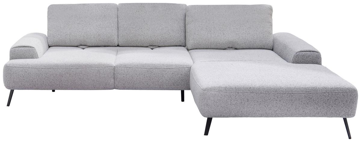 Ecksofa Astoria Hellgrau S: 305x178 cm - Hellgrau/Schwarz, Design, Textil (305/178cm) - Livetastic
