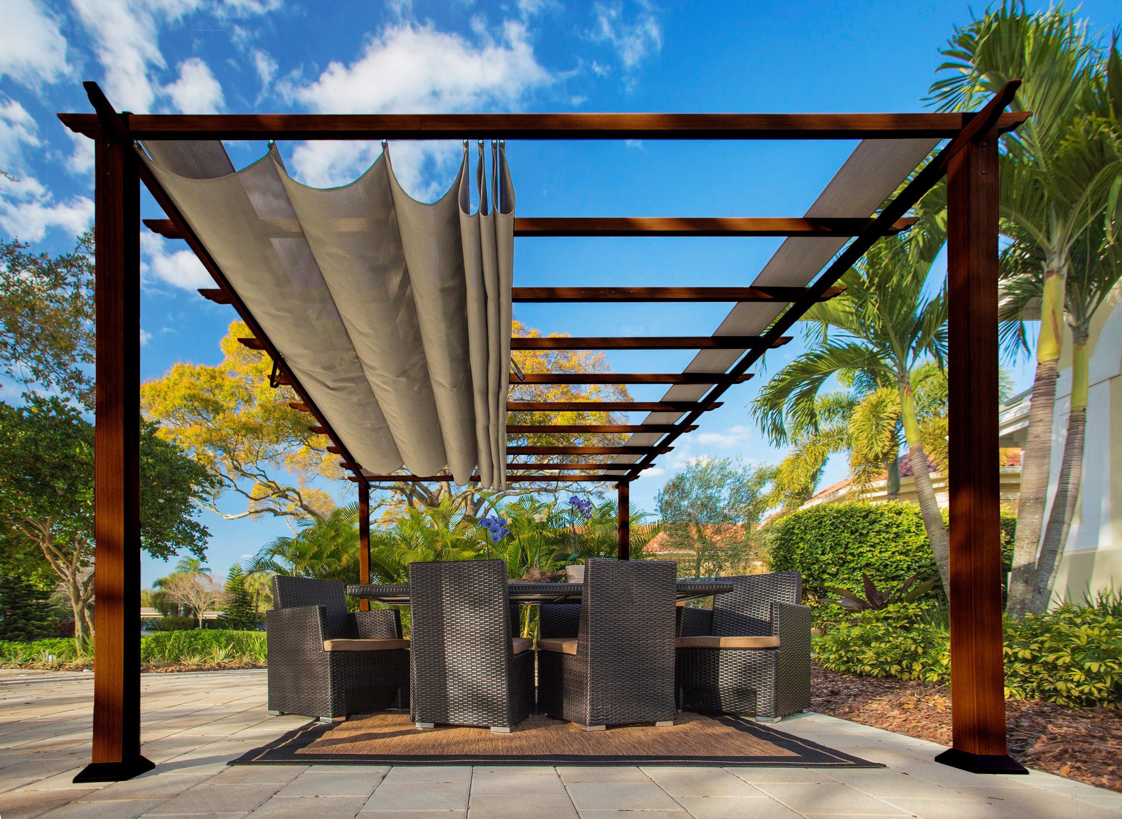 Pavillon Florenz 505x236x350cm Wetterfest, Gartenpavillon - Dunkelbraun, Basics, Kunststoff/Metall (505/236/350cm)