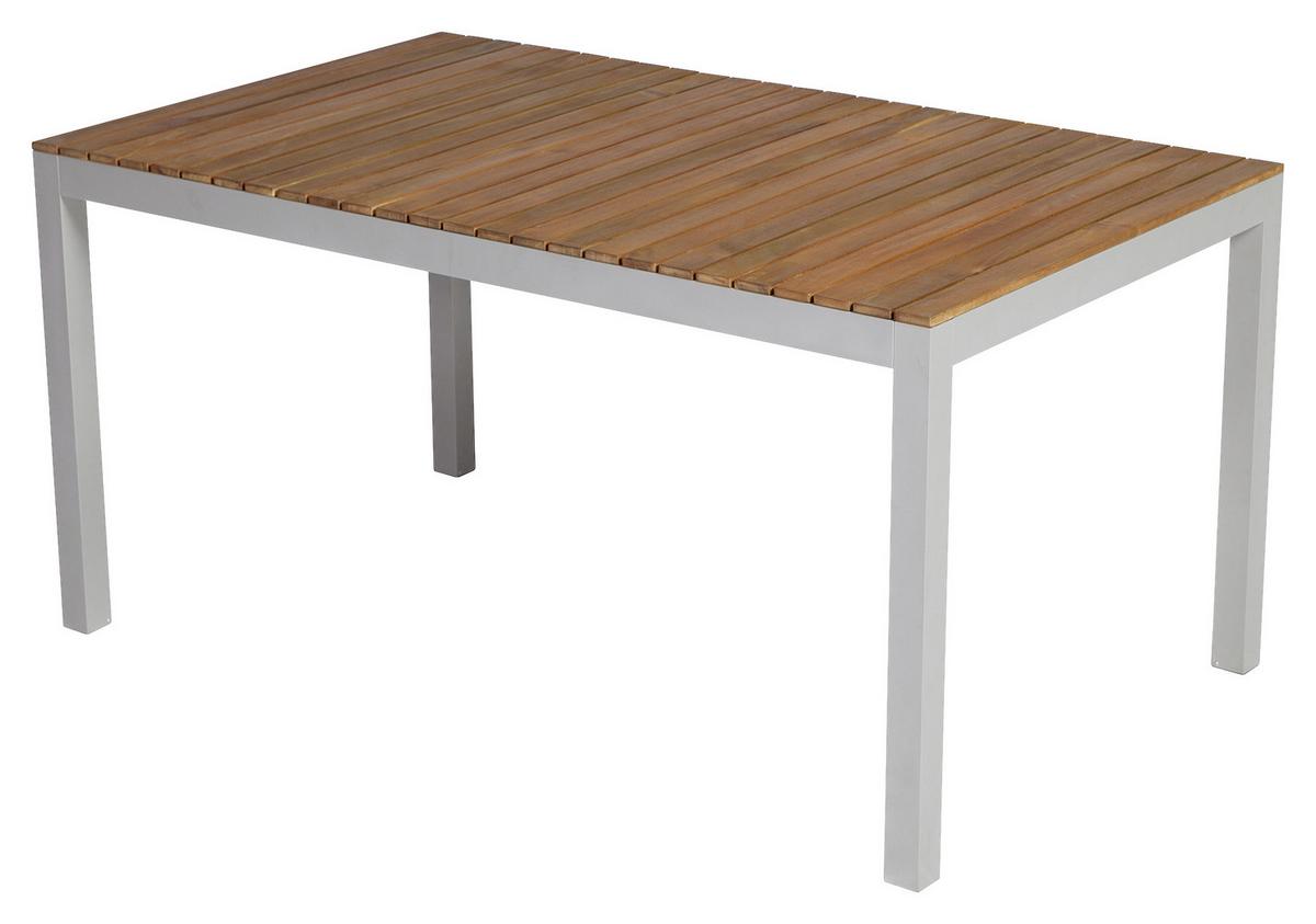Gartengarnitur 7-tlg. Naxos Akazie/aluminium - Silberfarben/Grau, ROMANTIK / LANDHAUS, Holz/Textil - Gardenson
