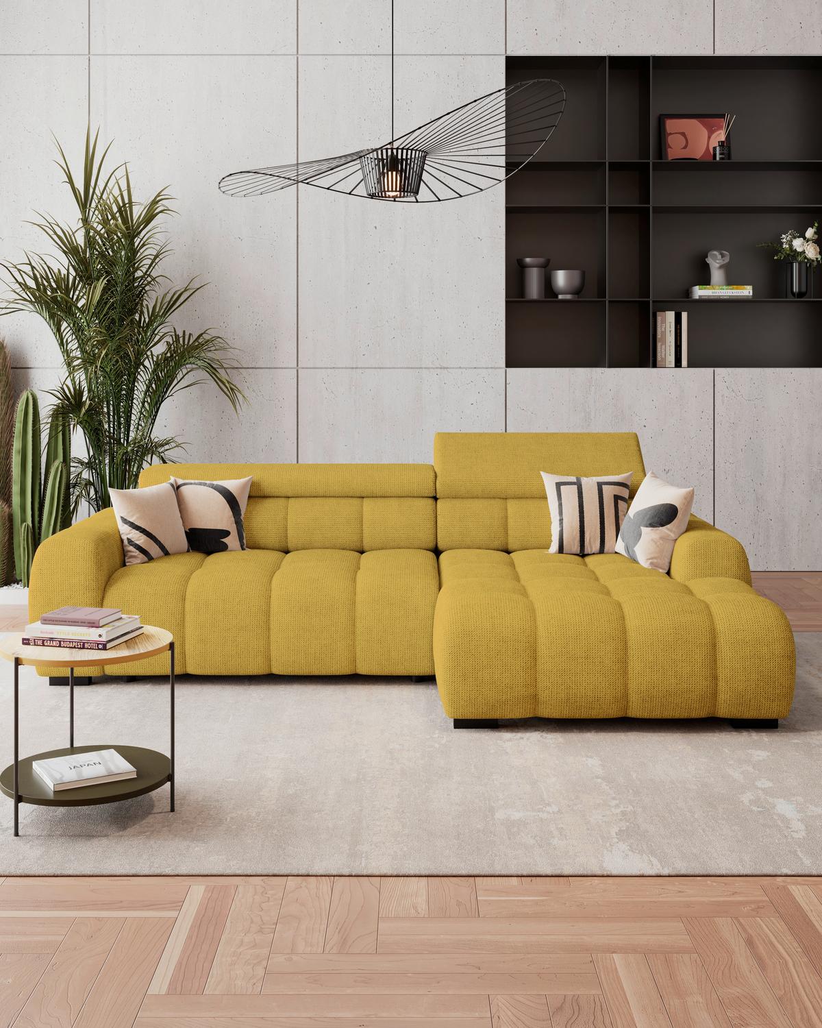 Ecksofa Fargo S Senffarben, B: 285 Cm - Senfgelb/Schwarz, Trend, Textil (285/168cm)