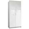 Drehtürenschrank B: 91 cm Clack, Weiß - Weiß Hochglanz/Weiß, Basics, Holzwerkstoff (91/199/58cm) - MID.YOU