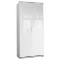 Šatníková skriňa CLACK biela vysoký lesk - biela/biela s vysokým leskom, Basics, kompozitné drevo (91/199/58cm) - MID.YOU