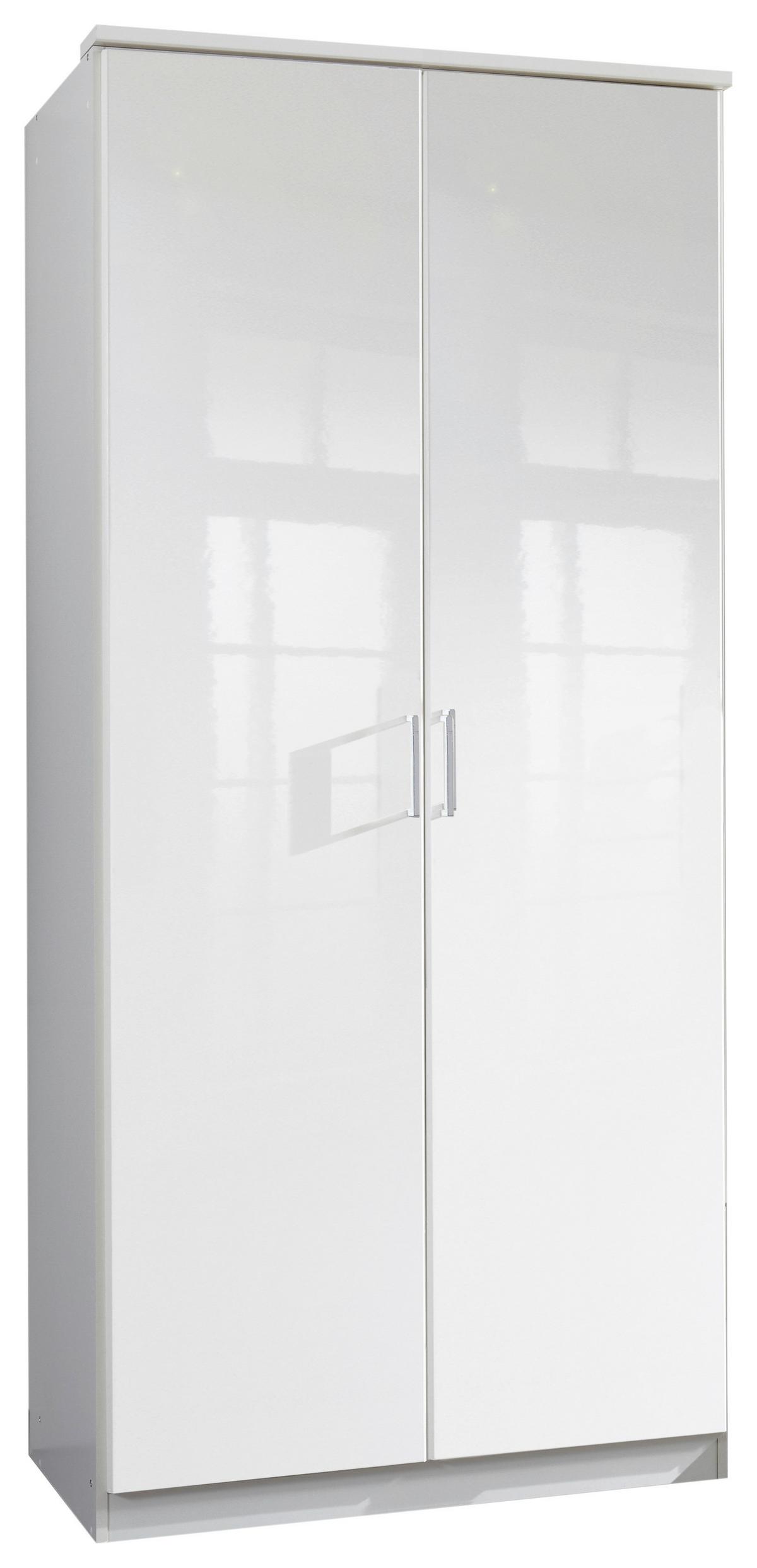 Šatníková skriňa CLACK biela vysoký lesk - biela/biela s vysokým leskom, Basics, kompozitné drevo (91/199/58cm) - MID.YOU