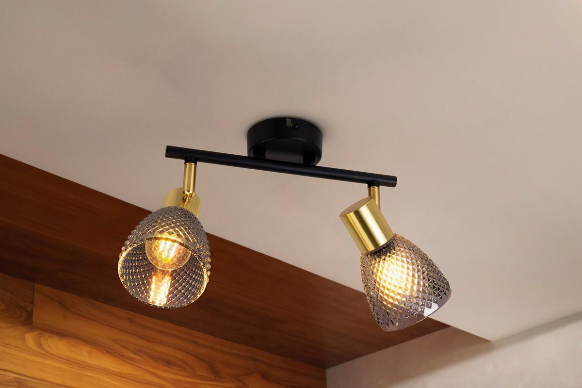 Deckenstrahler Exkl. 2xe14, 40w - Schwarz, LIFESTYLE, Glas/Metall (34,5/8,5/19cm) - Näve