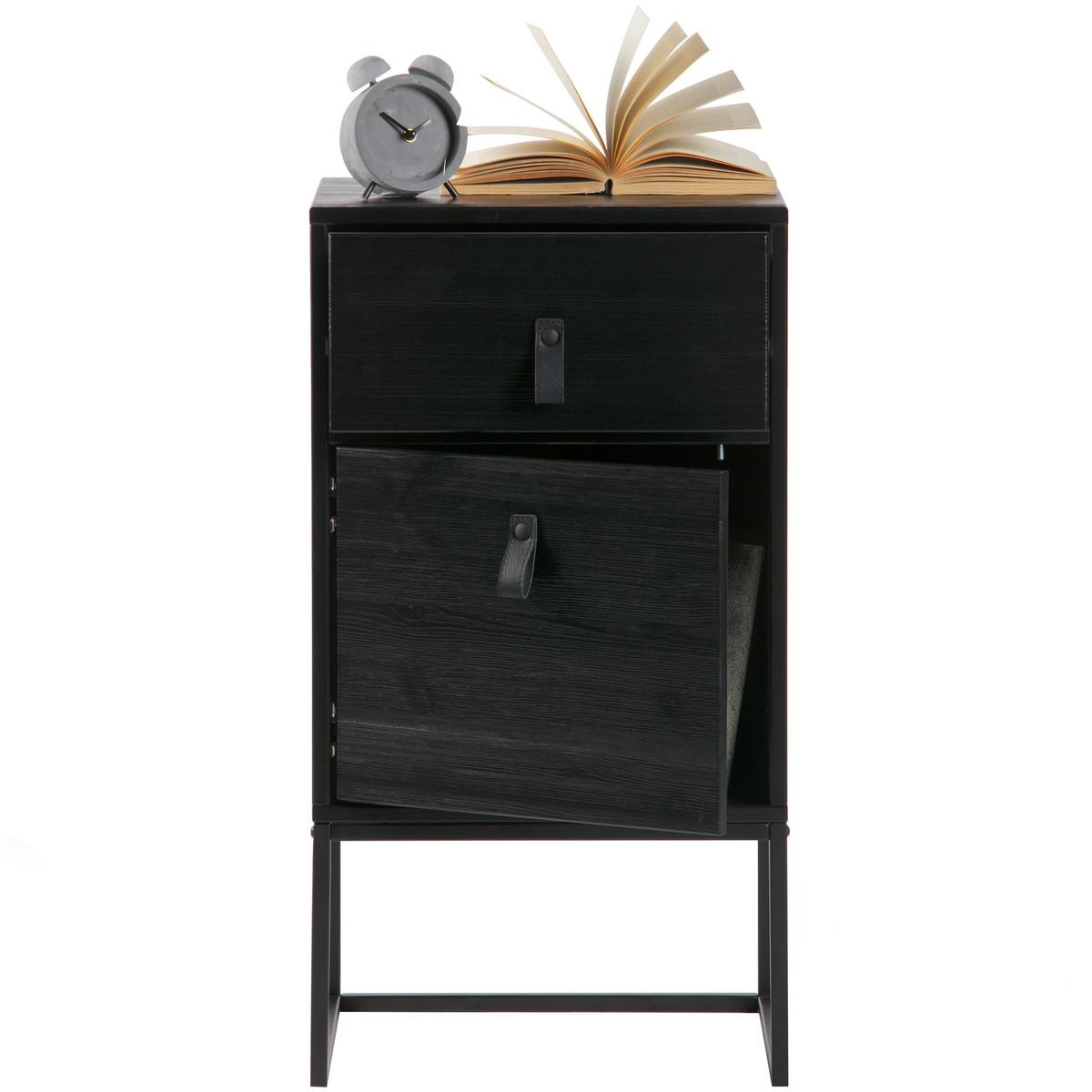 NACHTKÄSTCHEN Zola Schwarz B: 74cm - Schwarz, Basics, Holz/Metall (74/40/35cm) - MID.YOU