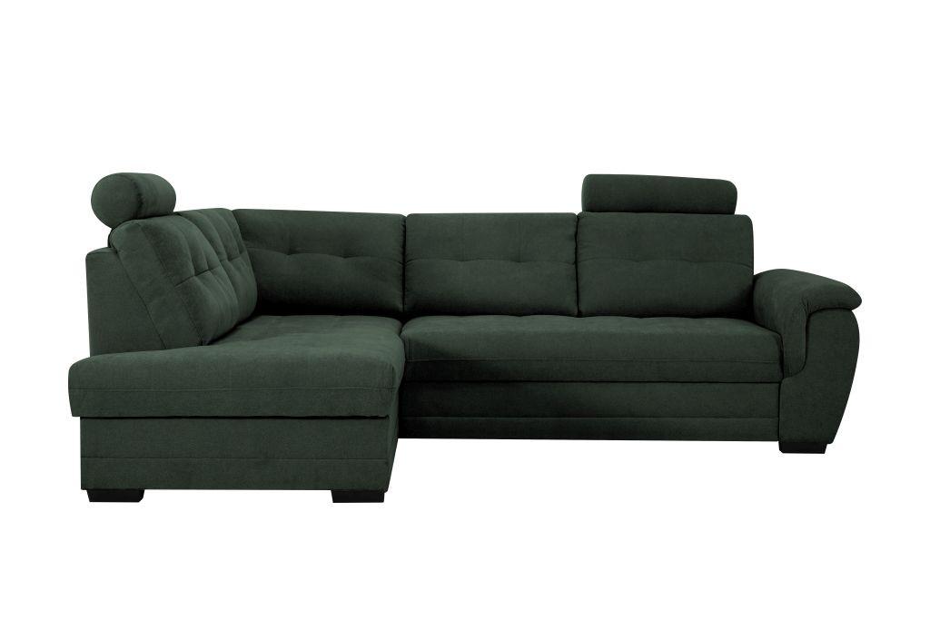 Rohová sedačka FALCO, levá, tm.zelená žinylka,2x op.hlavy - černá/tmavě zelená, Konvenční, dřevo/kompozitní dřevo (183/251cm) - Ondega
