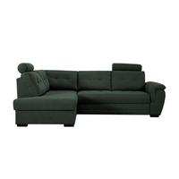 Rohová sedačka FALCO, ľavá, tm.zelená ženilka,2x op.hlavy - čierna/tmavozelená, Konventionell, drevo/kompozitné drevo (183/251cm) - Ondega