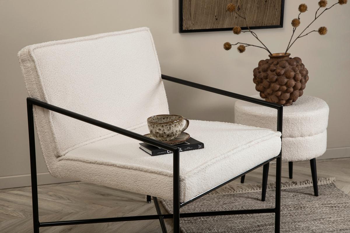 Sessel Rakel - Schwarz/Weiß, Design, Textil/Metall (66/78/65cm) - Livetastic