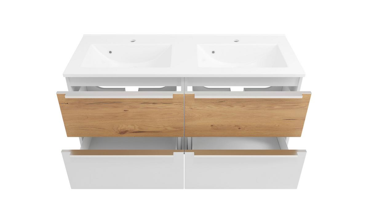 WASCHTISCHKOMBI Verona Weiß/Wildeiche B: 120cm - Wildeiche/Weiß, Trend, Holzwerkstoff/Stein (120/54/47cm) - Held
