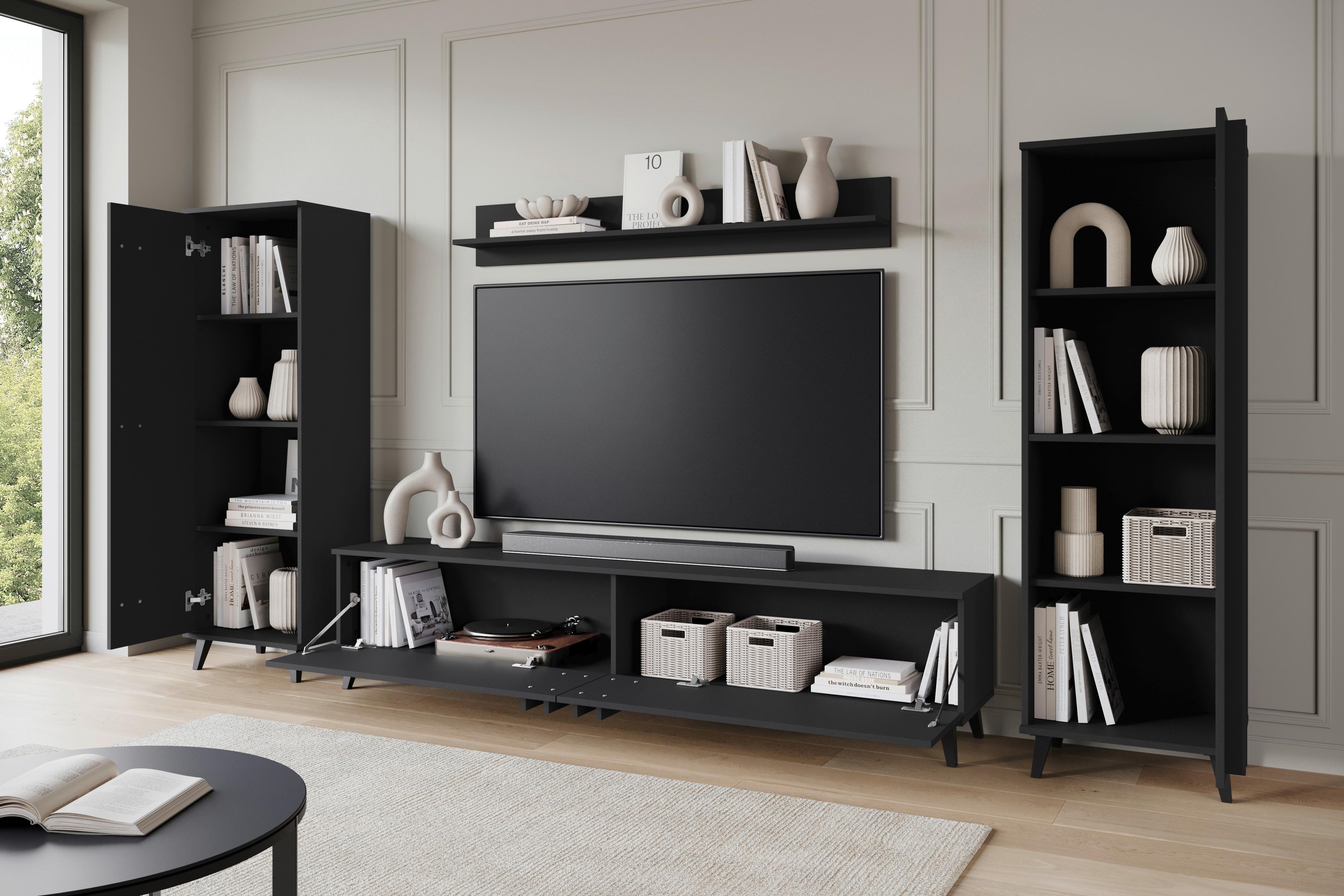 Helsinki 01 Schwarz B: 270 cm - Schwarz, Trend, Holzwerkstoff (270/140/33cm)