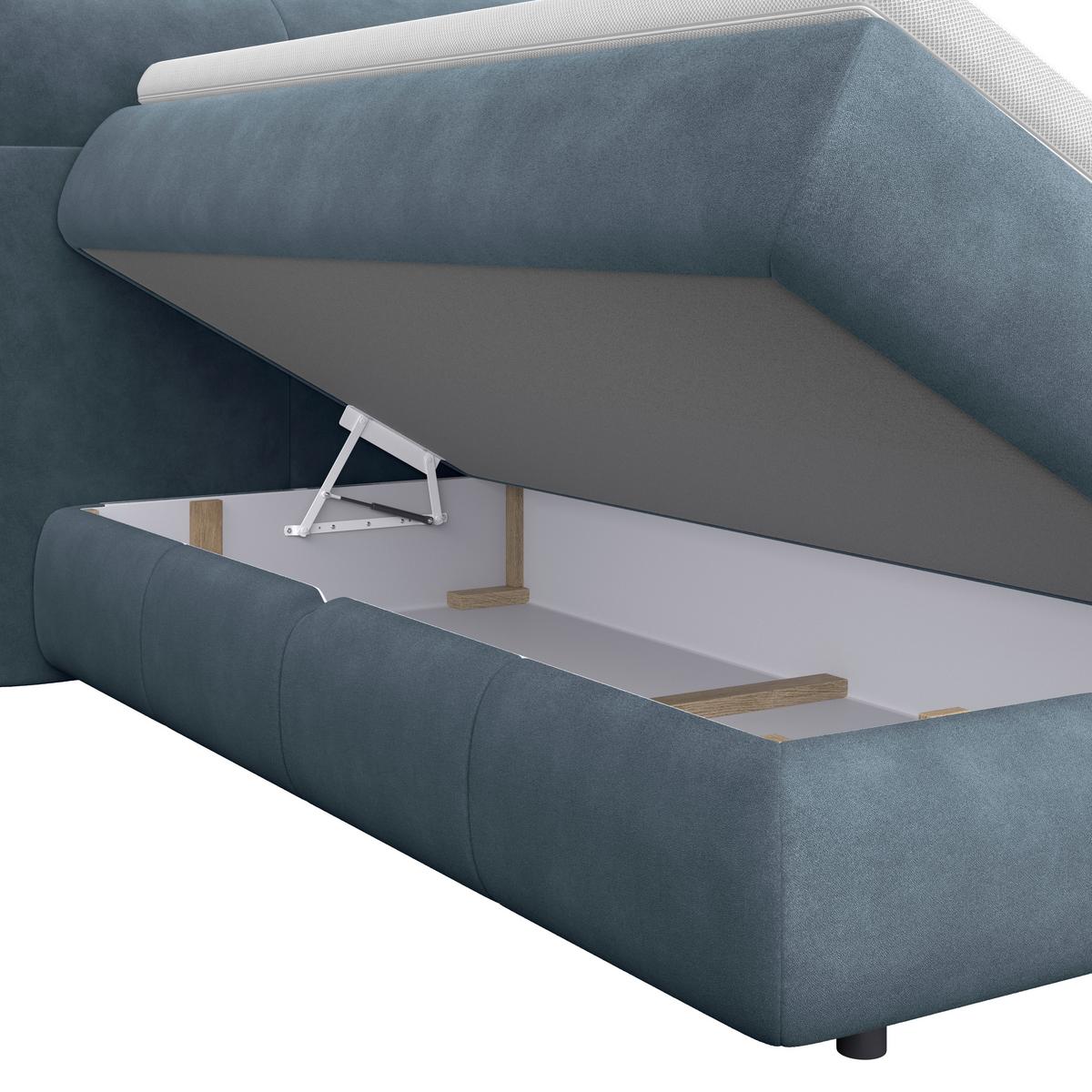 Boxspringbett Carmelo Blaugrün 180x200 cm - Schwarz/Grün, Trend, Textil (180/200cm)