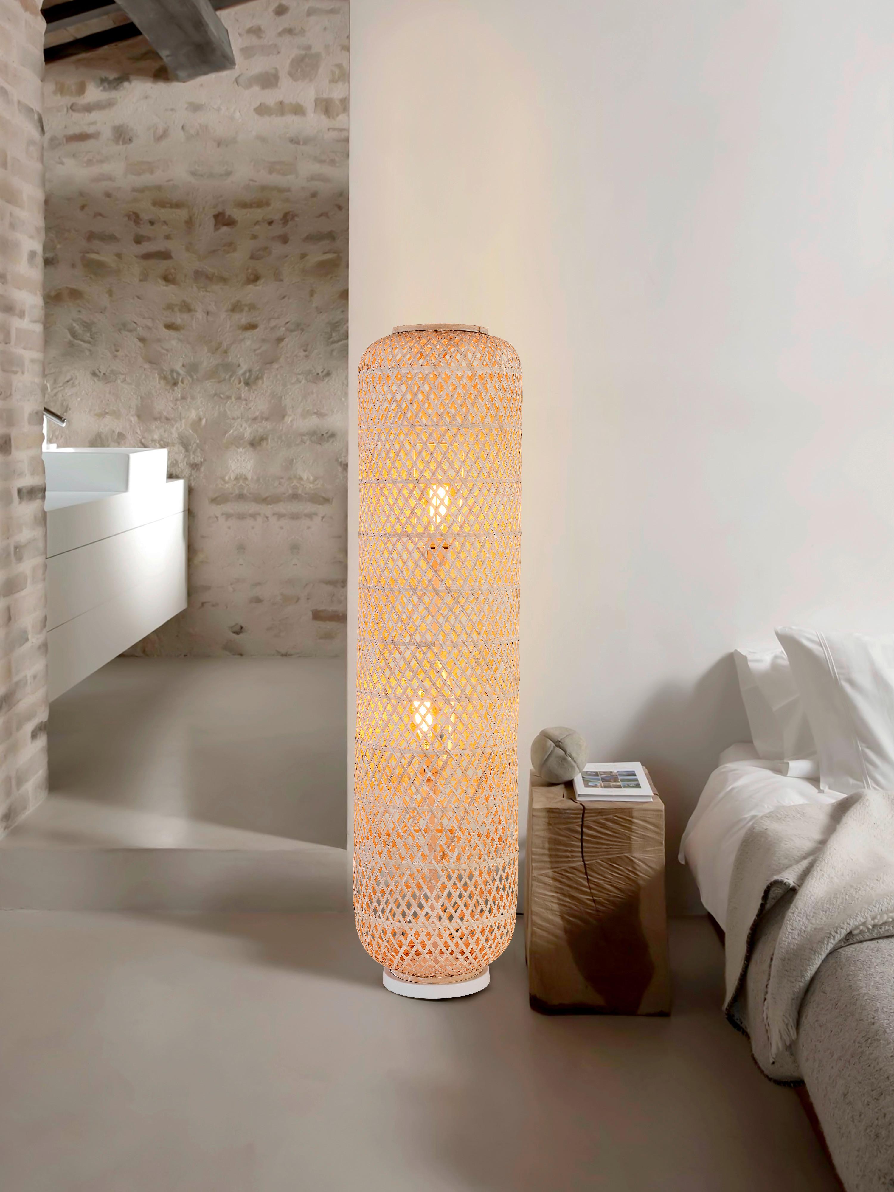 STOJACÍ LAMPA LAURINA - bílá, Moderní, kov/dřevo (32/120cm) - Bessagi Home