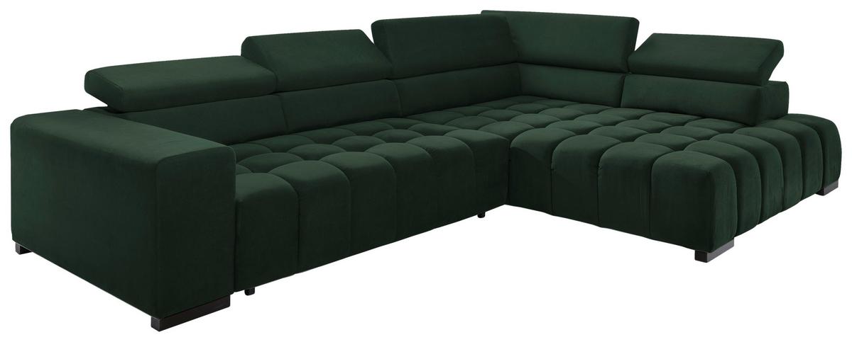 Eckschlafsofa Elias Neu Grün S: 307 cm - Schwarz/Grün, Design, Textil (307/201cm) - Livetastic