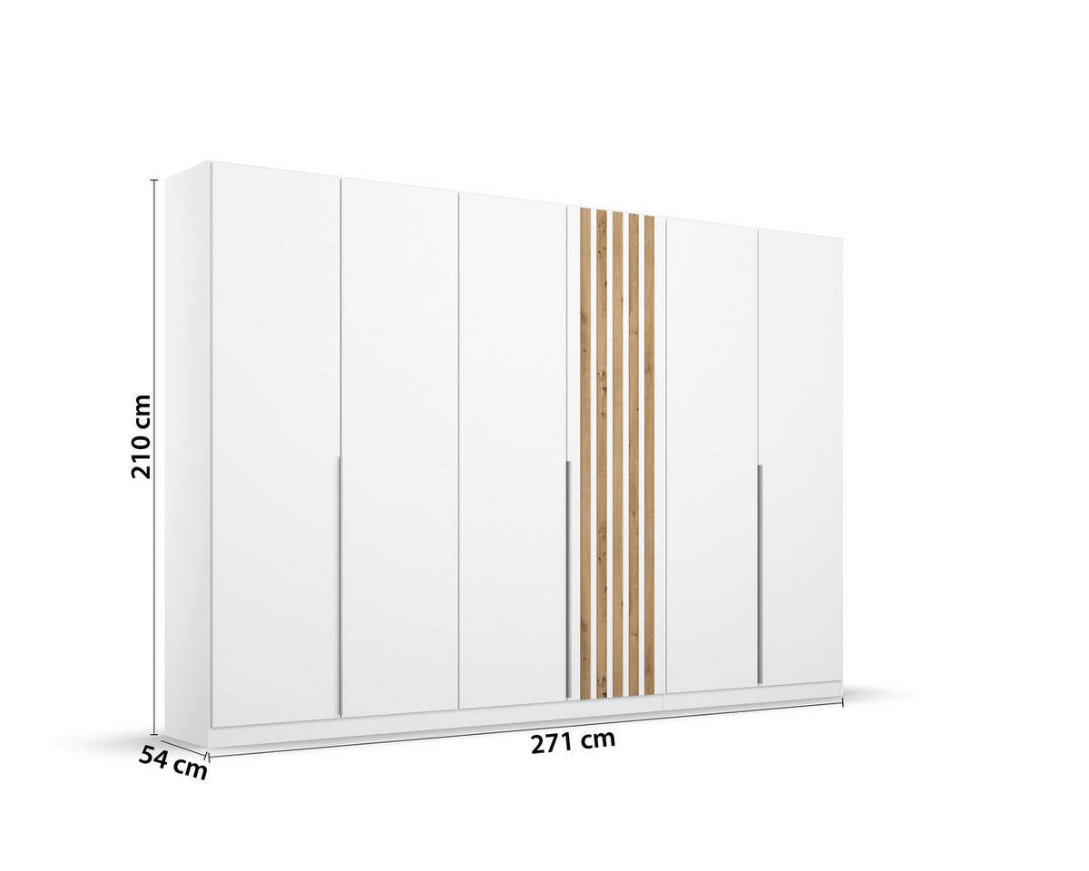 Drehtürenschrank 271 Cm Lamella Weiß/eiche Dekor - Weiß/Eiche Artisan, MODERN, Holzwerkstoff (271/210/54cm) - Rauch Möbel