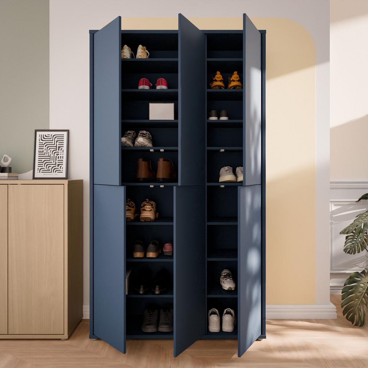 Botník barva modrá - terracotta/barvy břidlice, Moderní, kompozitní dřevo (109,2/191,9/34,9cm)