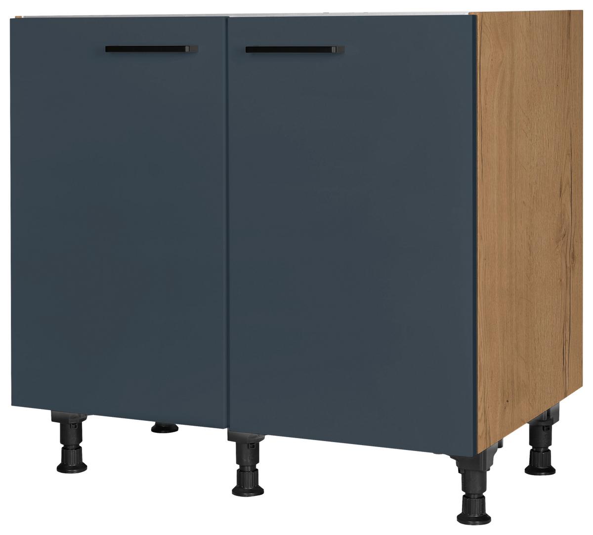 Spülenunterschrank Easytouch - Blau/Eichefarben, MODERN, Holzwerkstoff (90/87/56cm) - Nobilia