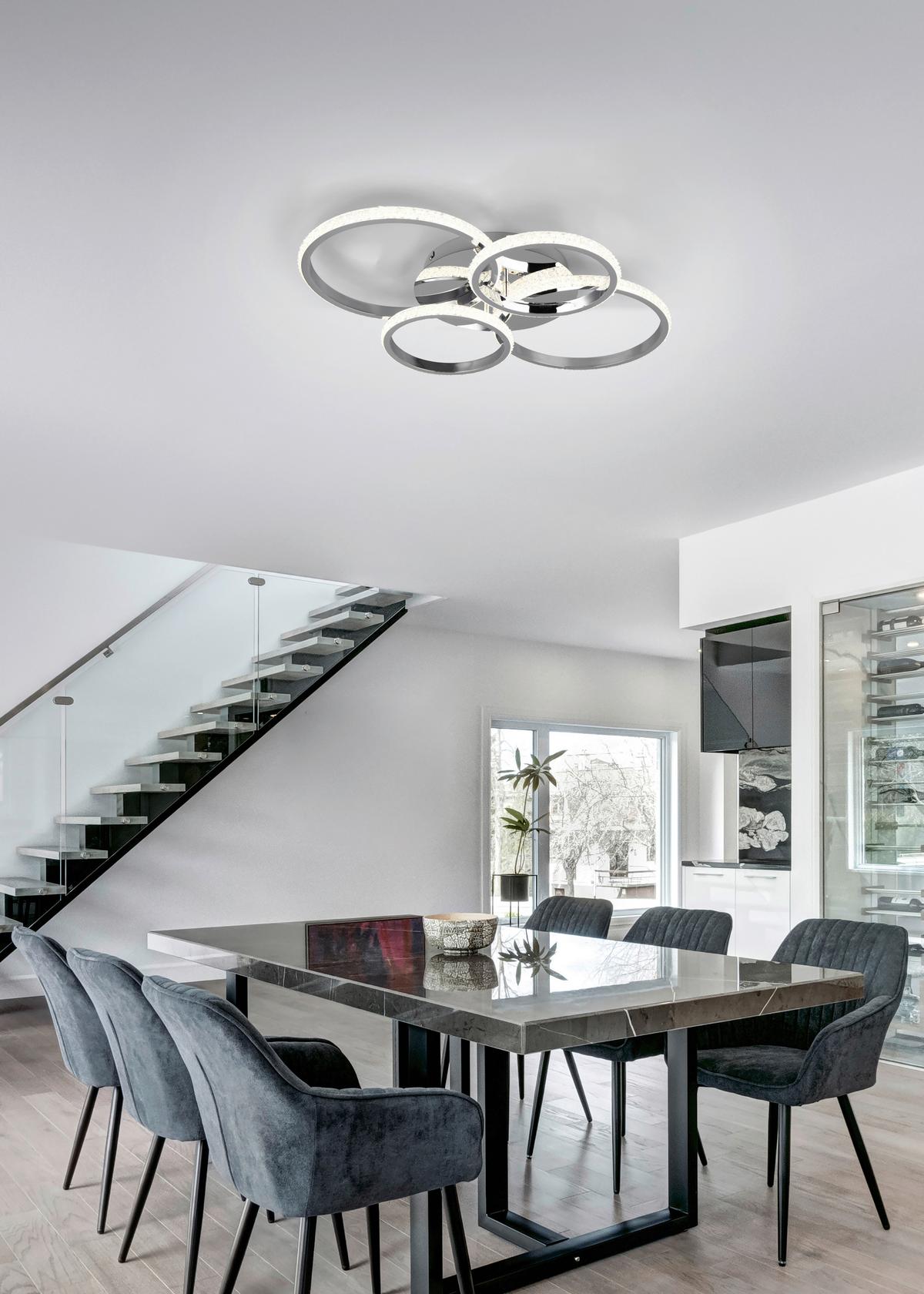 Led-deckenleuchte R67364106  Cires - Chromfarben, Design, Metall (65,5/8,5cm)