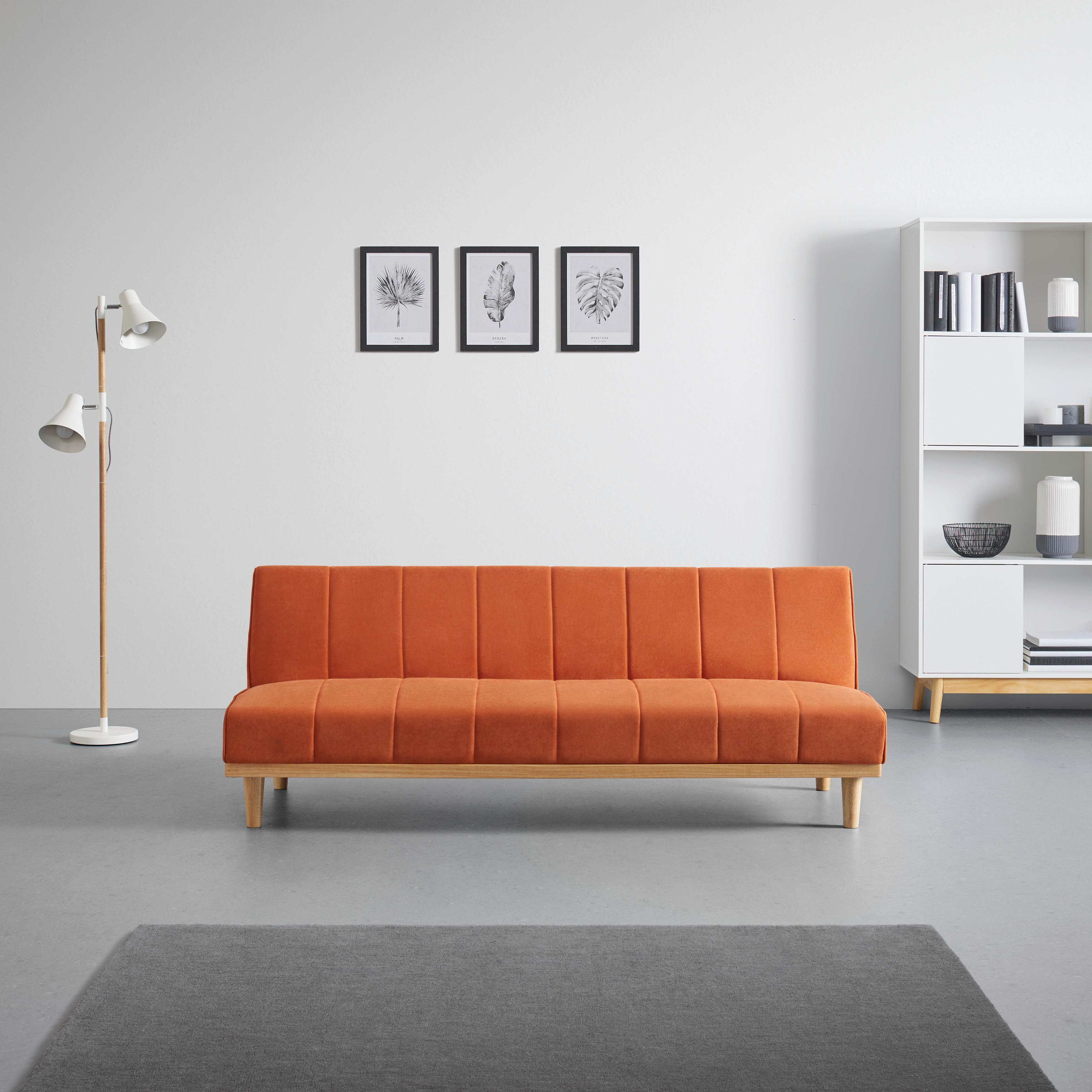 Rozkladacia Pohovka Sandy Oranžová - oranžová/prírodné farby, Moderný, drevo/textil (179/68/74cm) - Bessagi Home