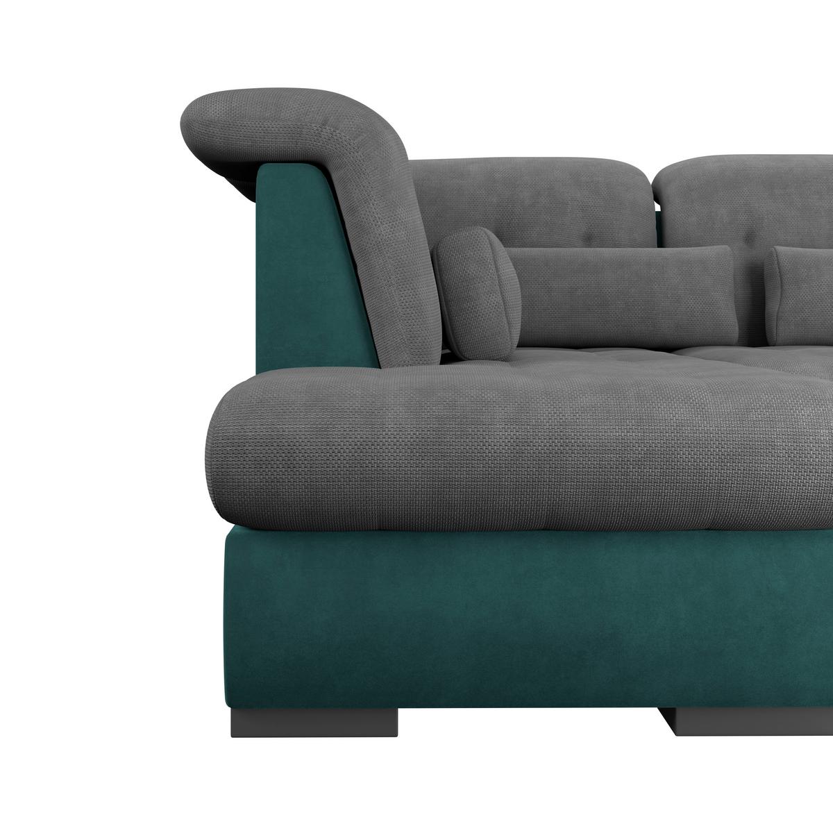 Wohnlandschaft Madera Anthrazit S: 212x358 cm - Türkis/Anthrazit, KONVENTIONELL, Kunststoff/Textil (212/358/190cm)