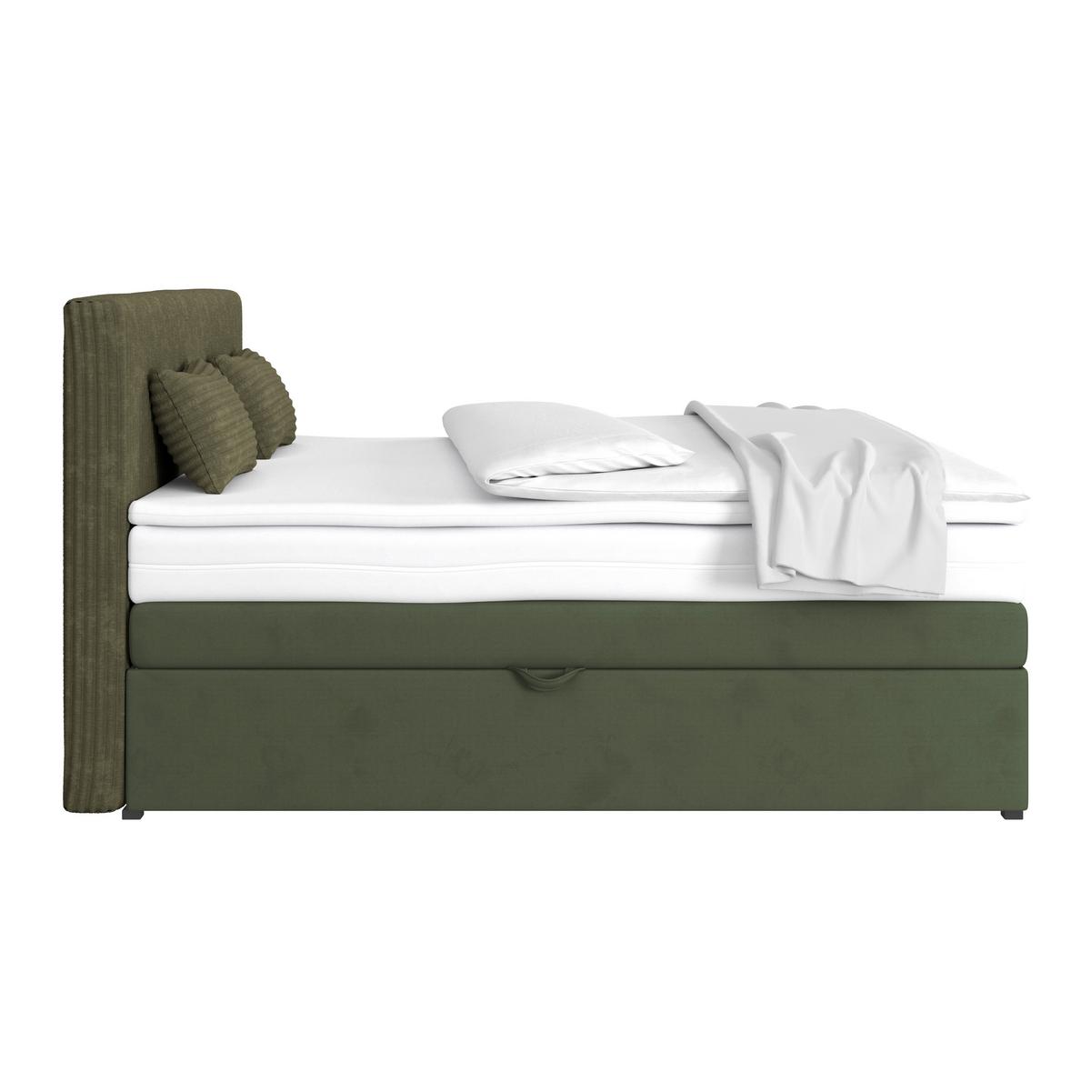 Boxspringbett Mit Topper Mit Bettkasten 180x200 Cm Rossa - Schwarz/Grün, MODERN, Holzwerkstoff/Textil (180/200cm)