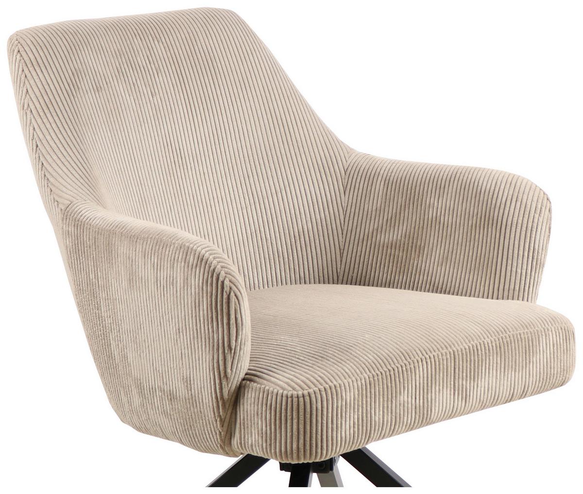 Armlehnstuhl-set 2er Jeanette Kord Beige-Beine: Holz Schwarz - Beige/Schwarz, MODERN, Holz/Textil (57/86/65cm) - MID.YOU
