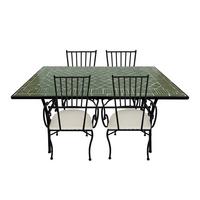 Gartenset Leonie Dk'grün - Dunkelgrün/Schwarz, LIFESTYLE, Keramik/Metall (140/80/75cm) - Ambia Garden