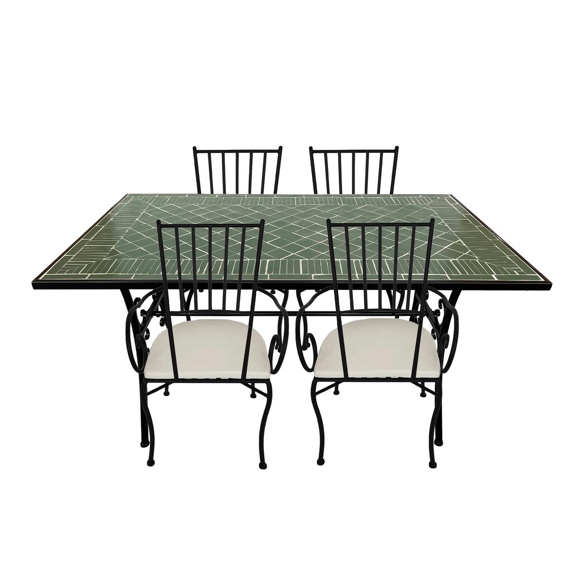 Gartenset Leonie Dk'grün - Dunkelgrün/Schwarz, LIFESTYLE, Keramik/Metall (140/80/75cm) - Ambia Garden