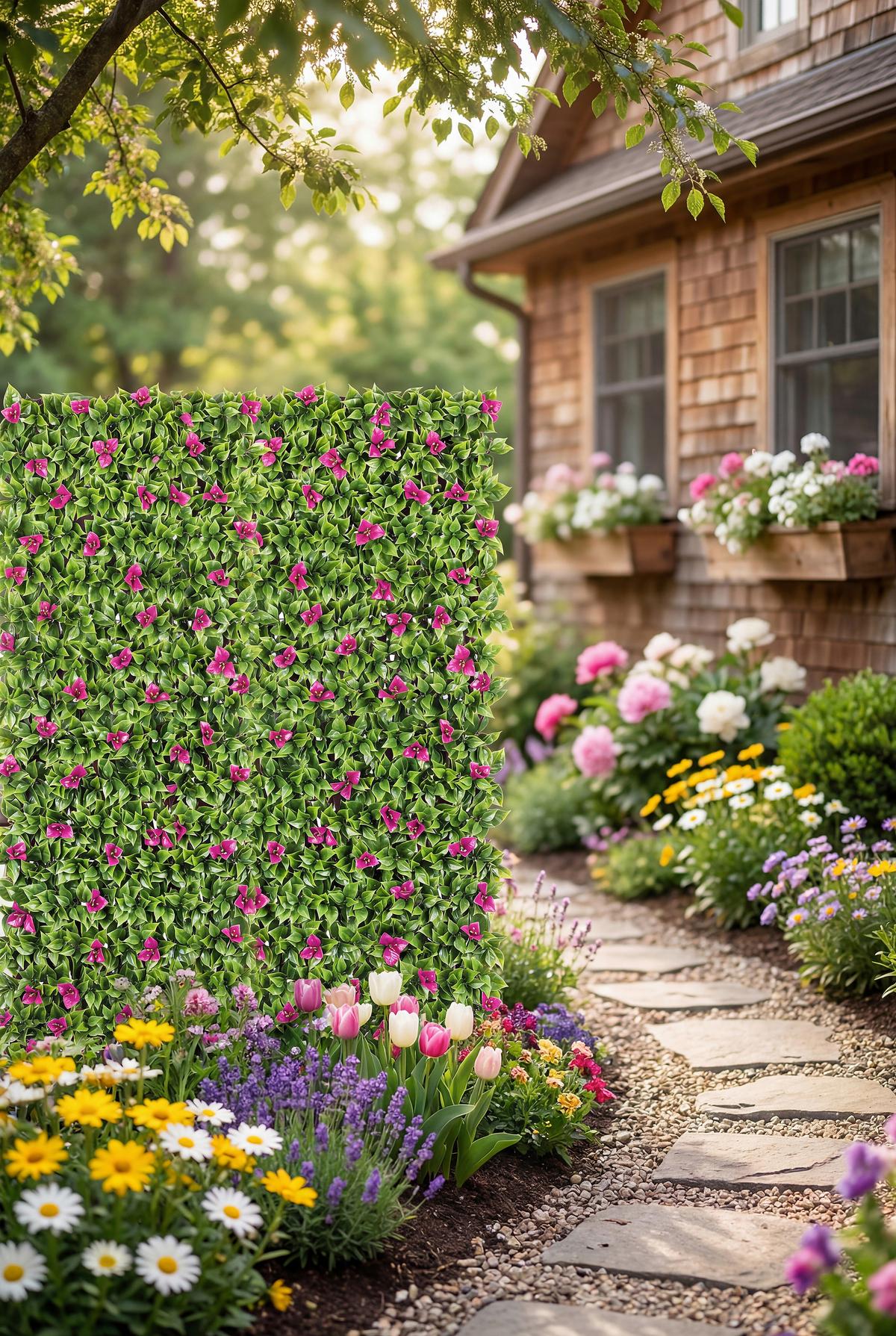 Sichtschutzhecke Elroy - Pink/Walnussfarben, KONVENTIONELL, Kunststoff (200/100cm) - Luca Bessoni