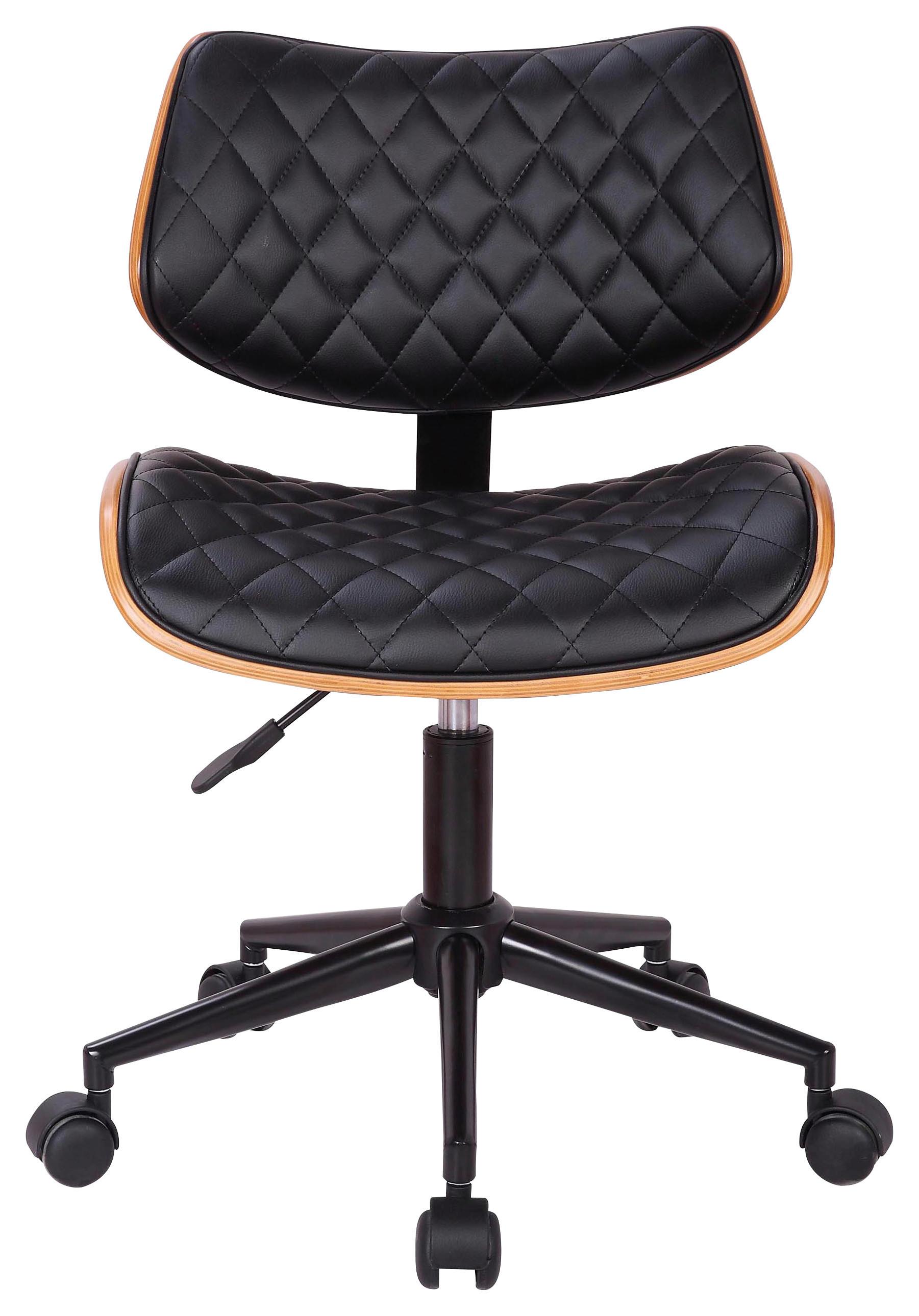 Kancelářska židle JEFF - černá/přírodní barvy, Lifestyle, kov/dřevo (48/76-86/51cm) - Premium Living