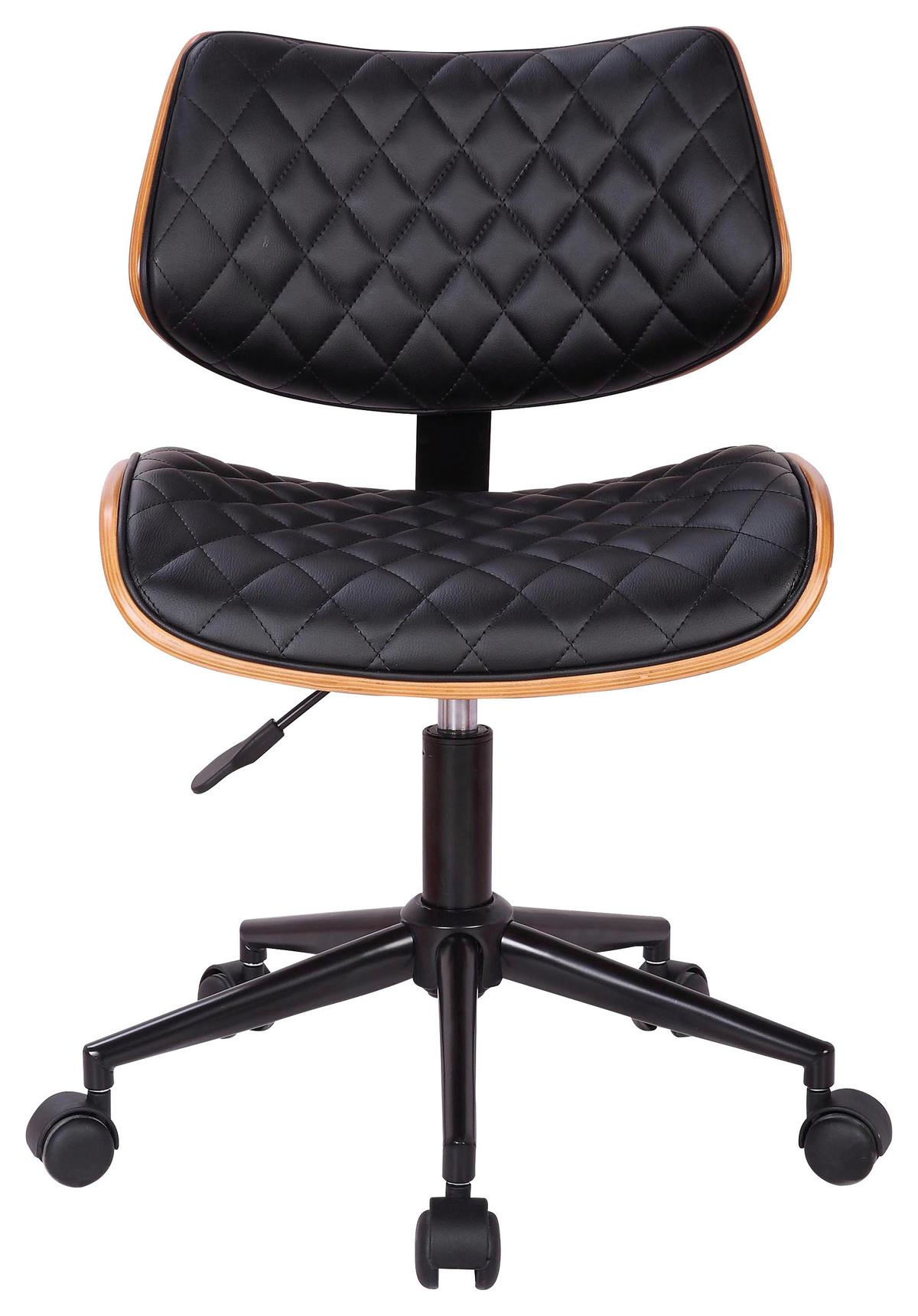 Kancelářska židle JEFF - černá/přírodní barvy, Lifestyle, kov/dřevo (48/76-86/51cm) - Premium Living